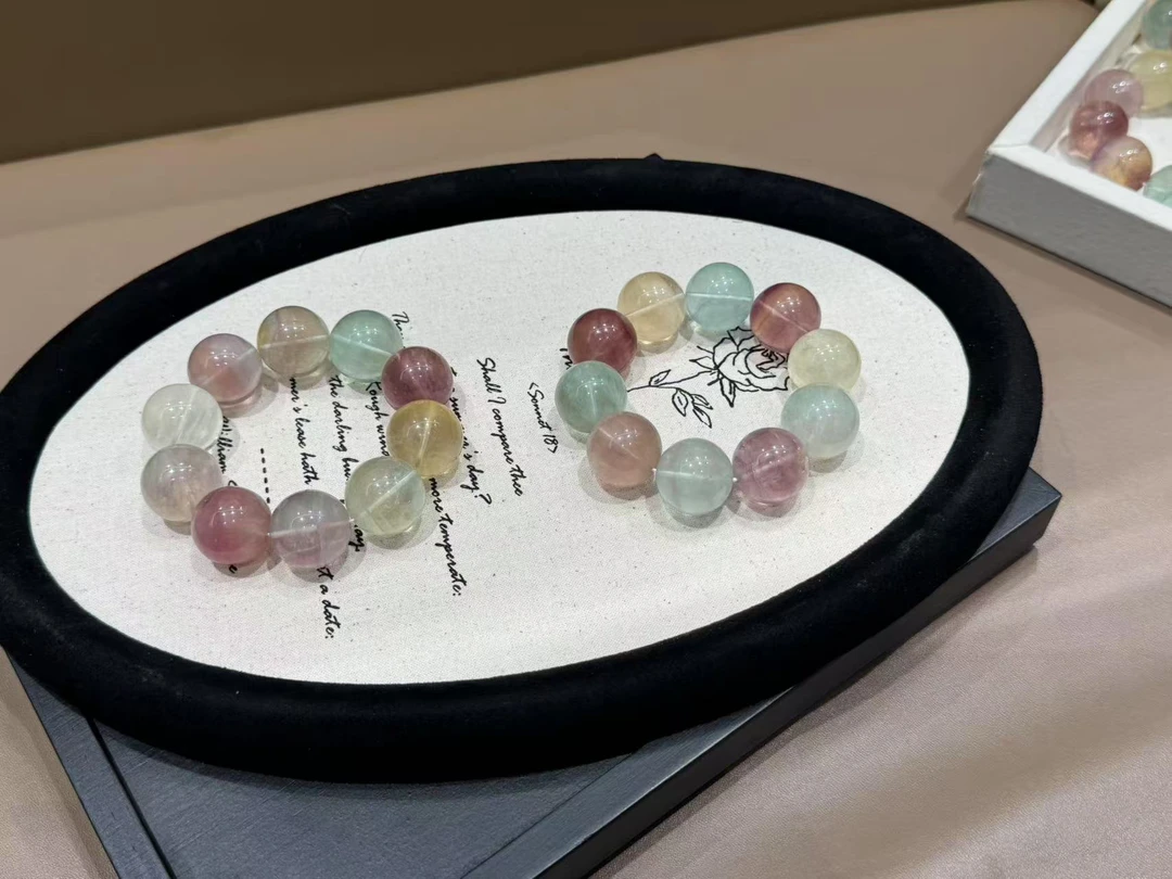 [拍两单99X2]独角兽 20mm彩萤石 天然水晶手串 多样性发1