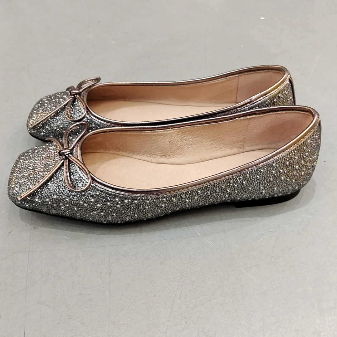 （星期六工厂店）平底鞋方头单鞋高跟浅口百搭蝴蝶结