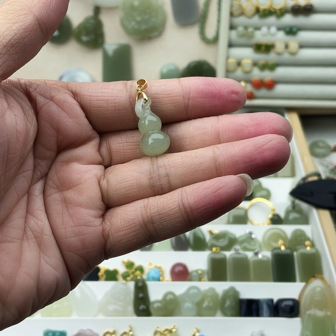 和田玉银S925镶嵌吊坠(不含链)