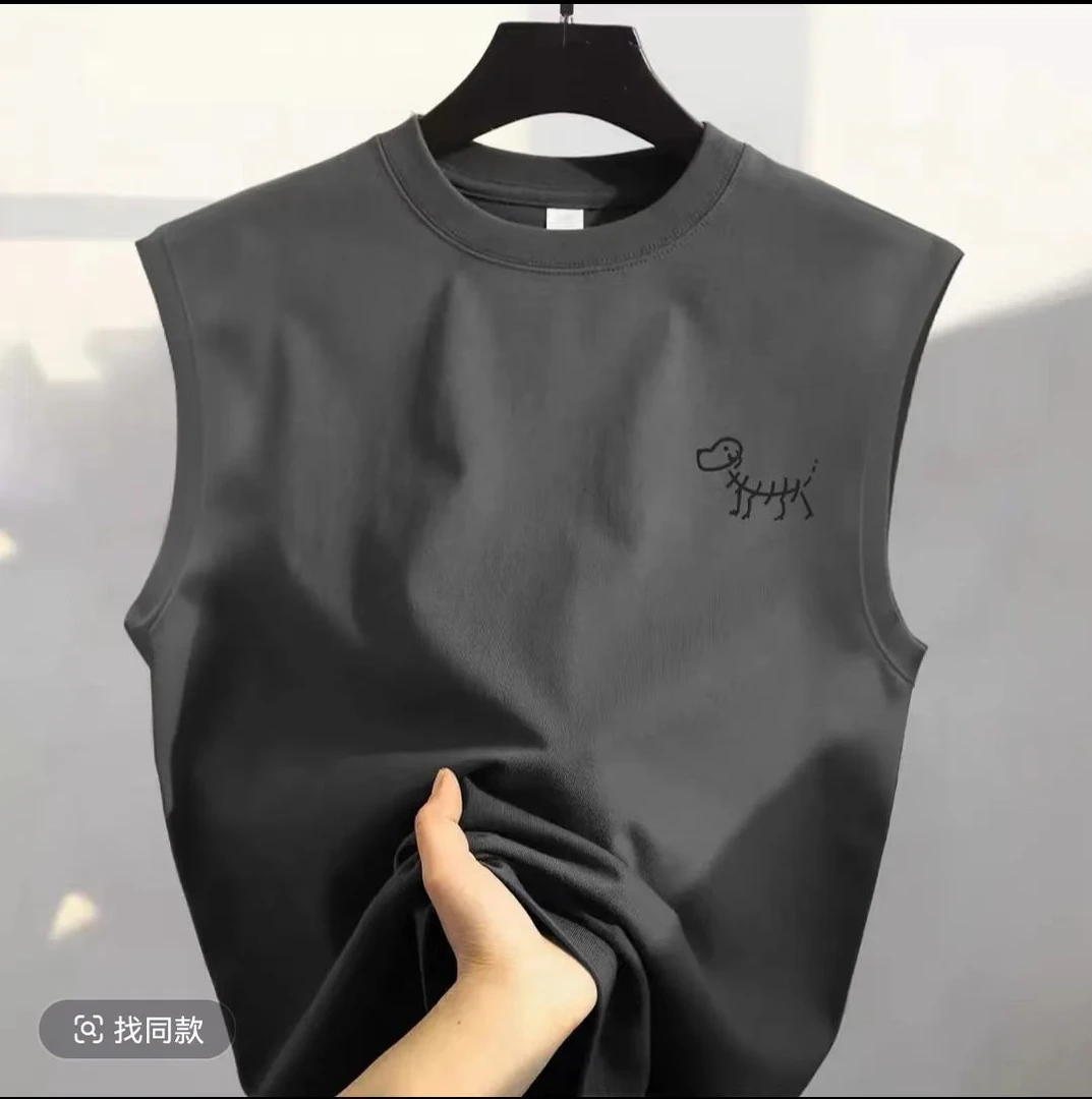 夏季薄款男款男士背心外穿运动无袖t恤健身衣服速干宽松休闲圆领