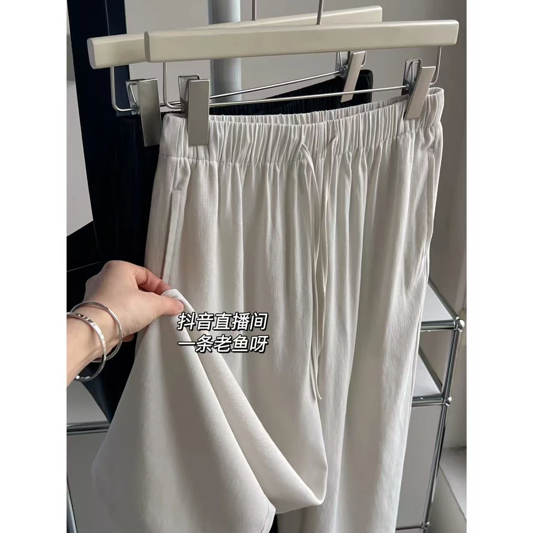 M 春夏新款亚麻休闲裤女 韩版高腰显瘦显腿长