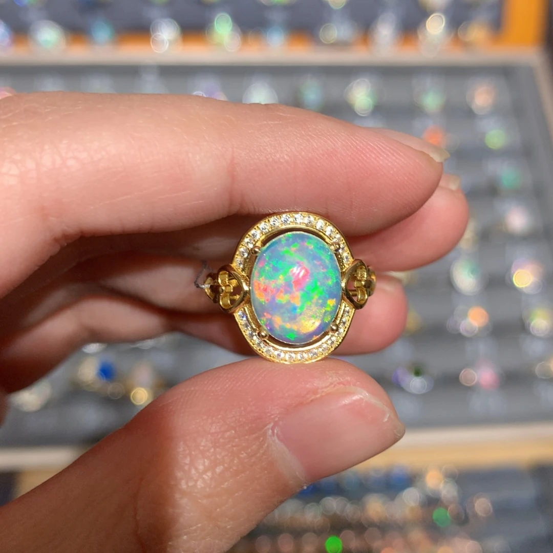 银S925镶嵌欧泊欧泊戒指y