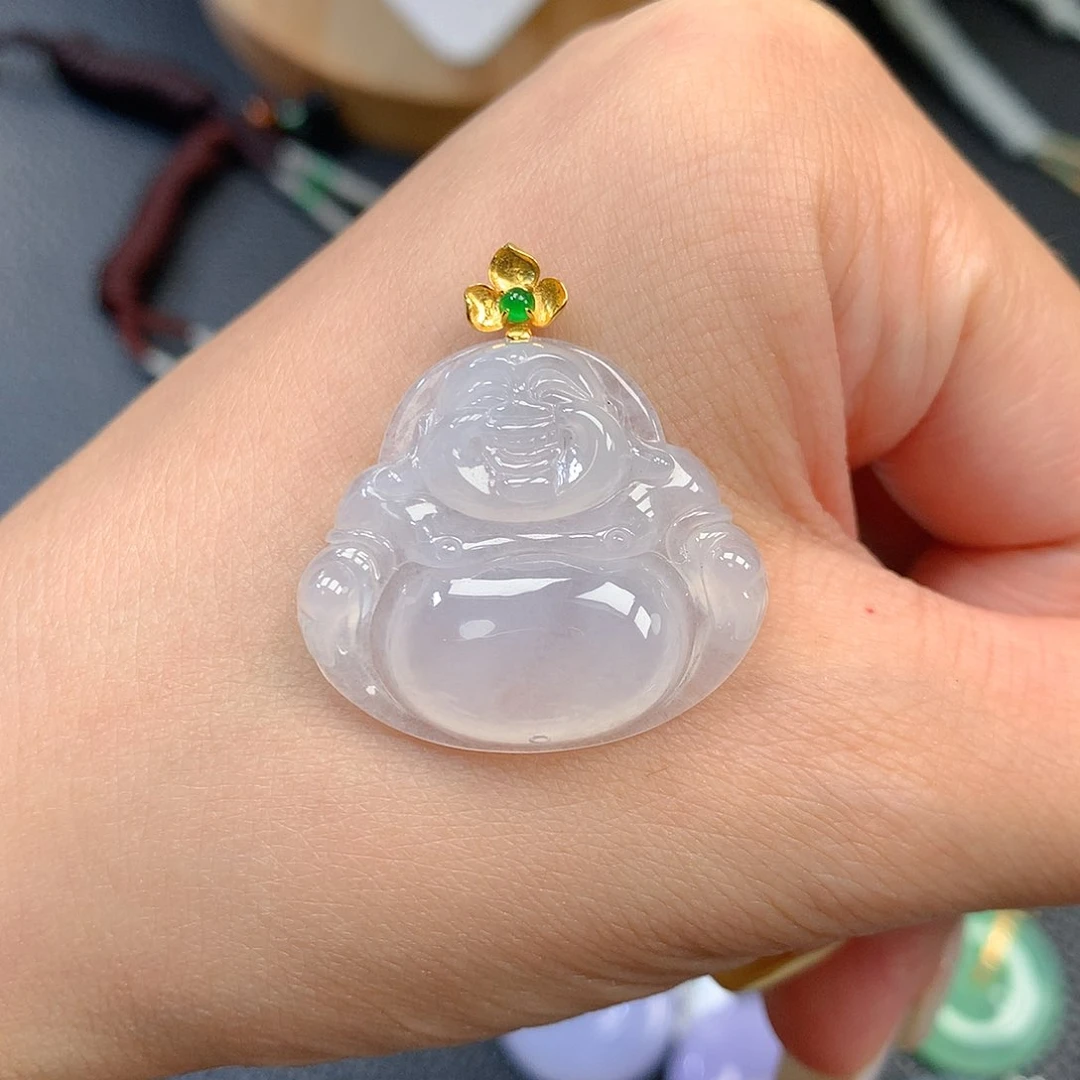 吊坠(不含链)18K金镶嵌翡翠翡翠