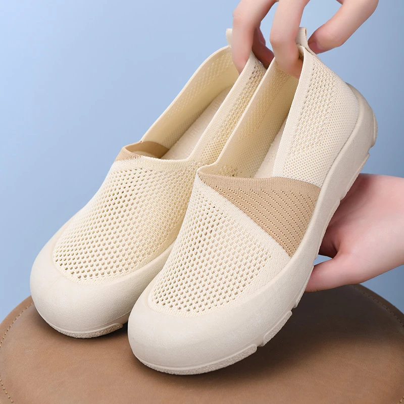 2025夏季新款舒适透气百搭一脚蹬妈妈鞋休闲时尚妈妈鞋夏季