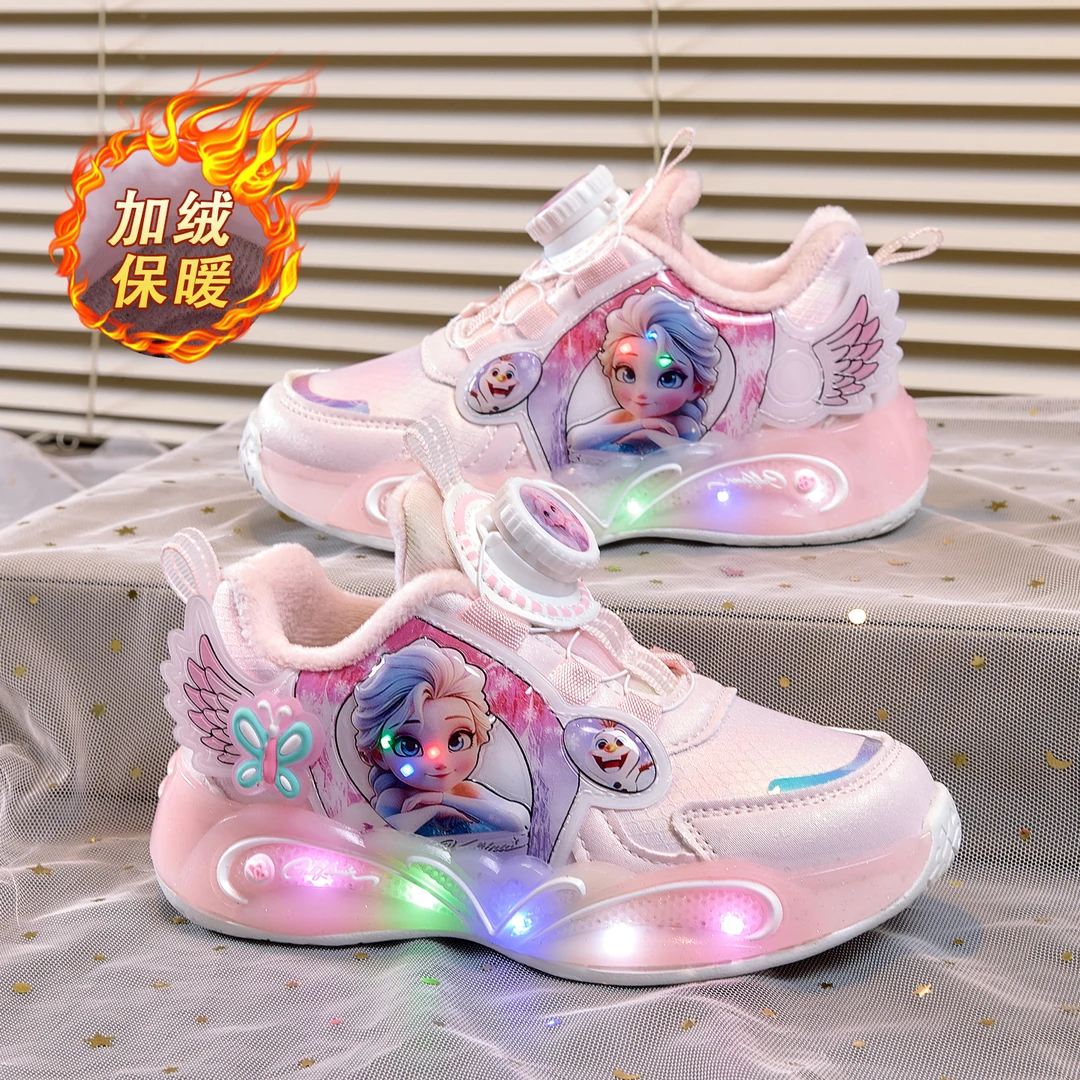带灯女童运动鞋公主鞋2025秋冬季新款儿童发光鞋女孩棉鞋宝宝鞋子