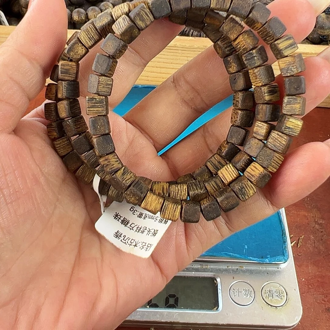 沉香碎屑沉香卡5方糖珠单圈