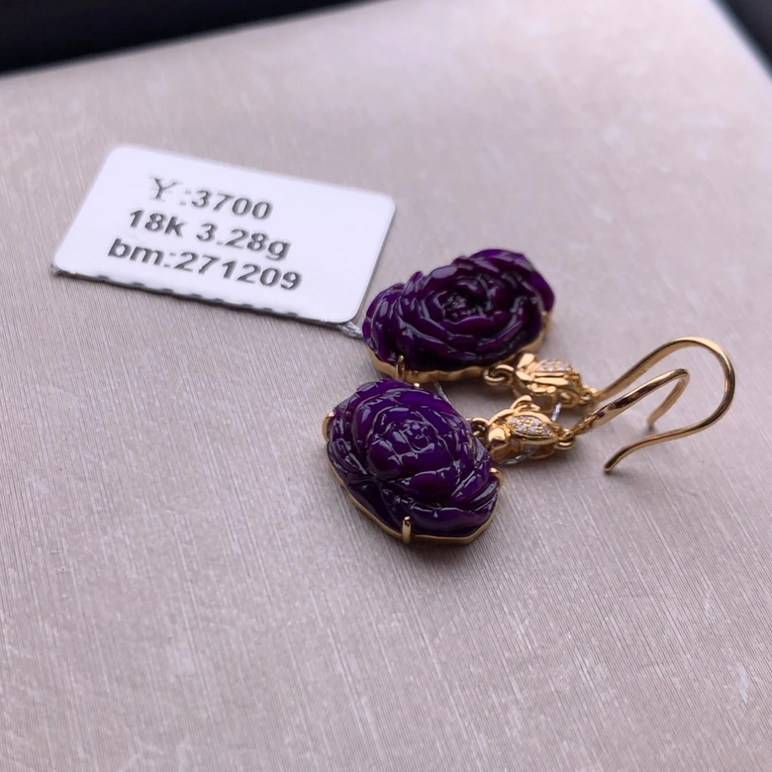 苏纪石（舒俱来）18K金镶嵌耳饰