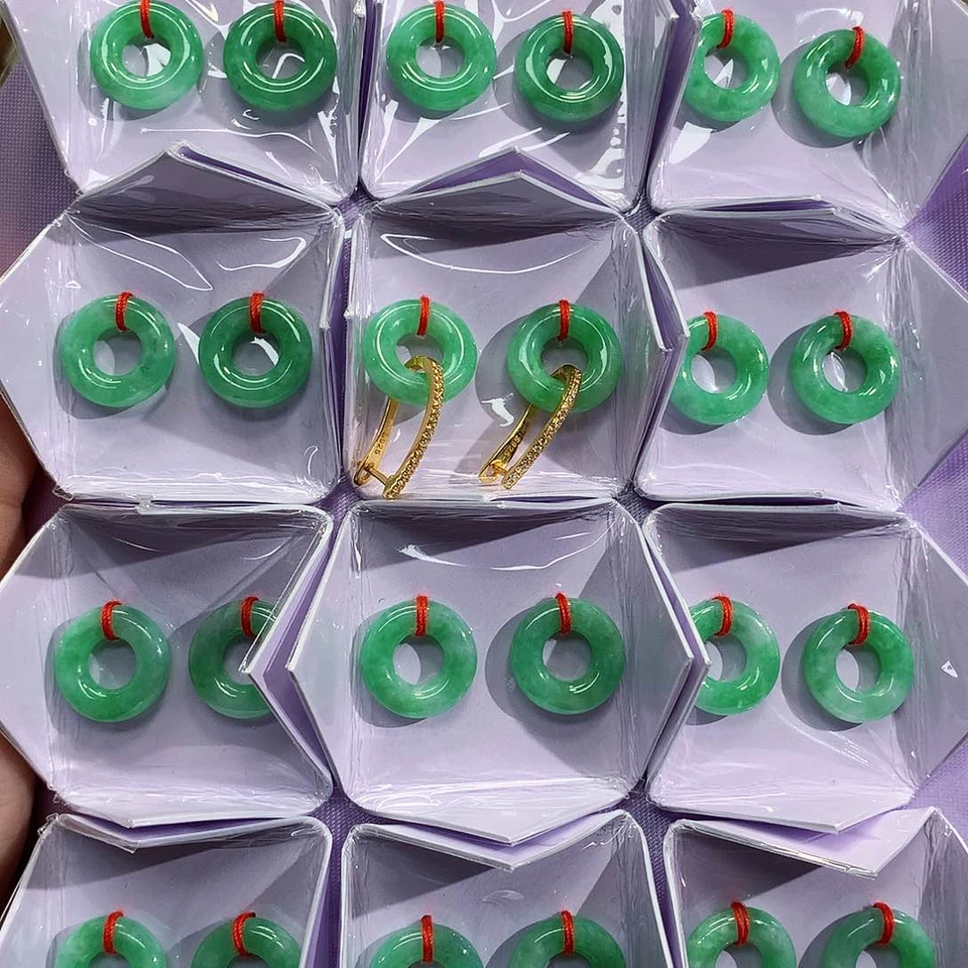 银S925镶嵌翡翠耳饰多样性发货一对