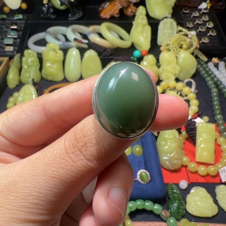 和田玉（碧玉）颈饰银S925镶嵌