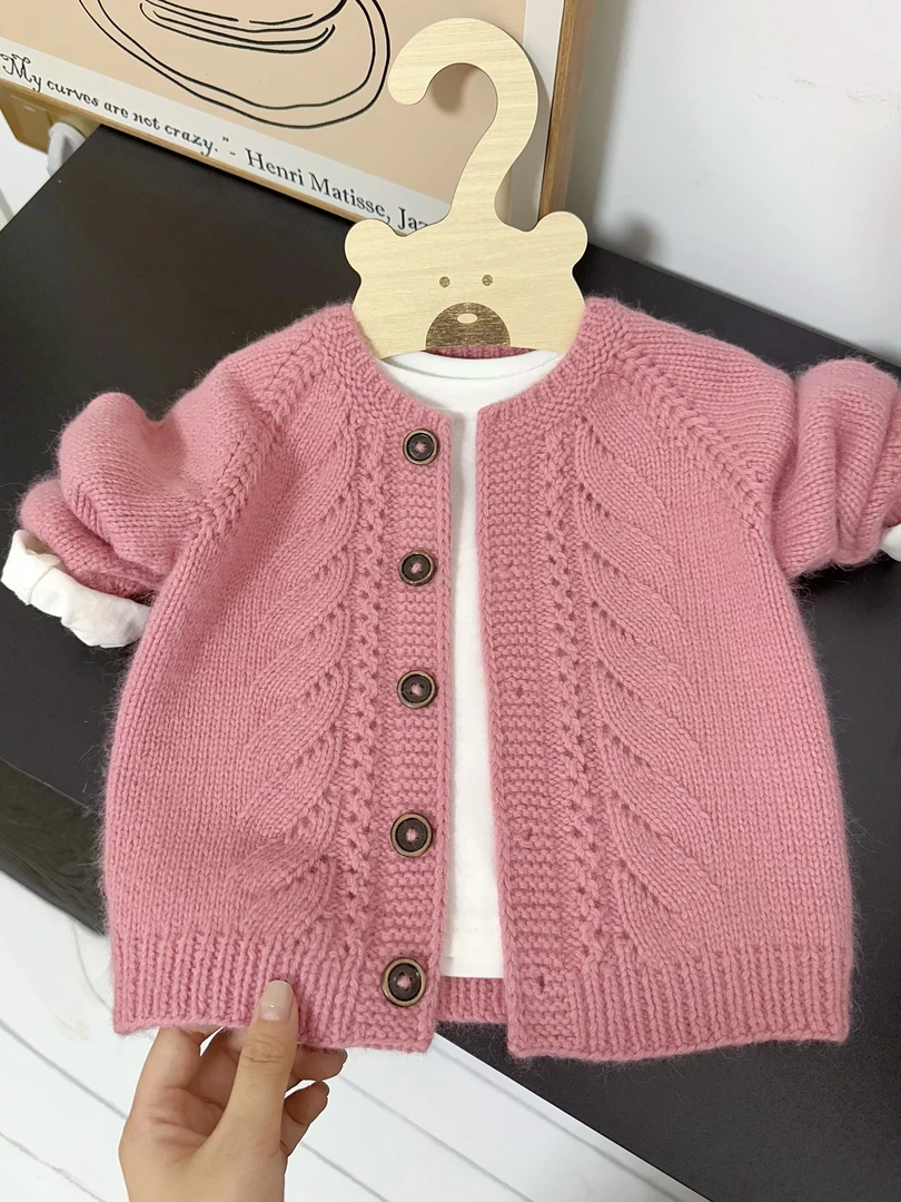 【白桃开衫】澳洲羊毛 100%进口精仿美丽诺羊毛 手编织细羊毛线小鱼