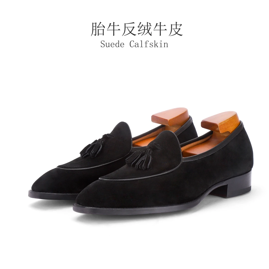 反绒流苏乐福鞋手工真皮底固特异男士商务皮鞋时尚夏季一脚蹬透气