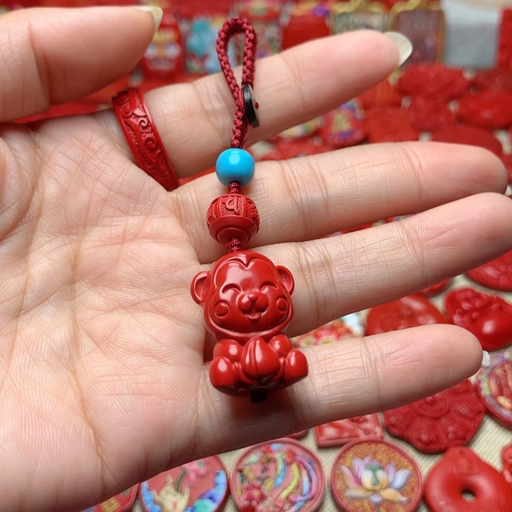 天然辰砂工艺品朱砂钥匙扣