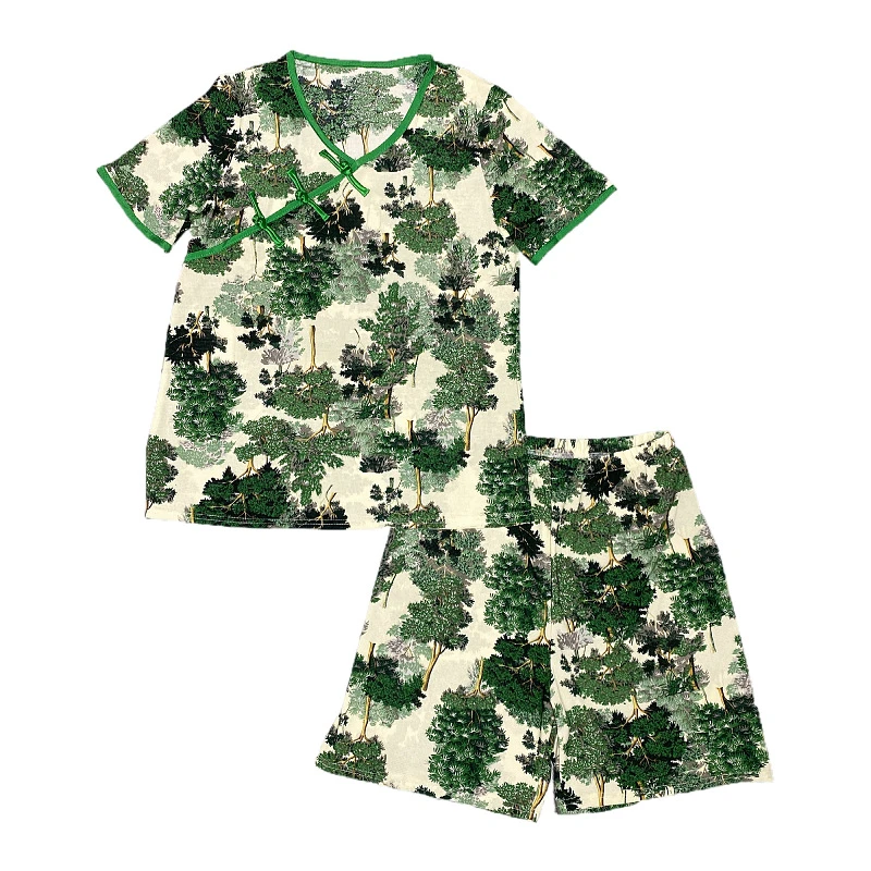 冰丝可外出宽松短裤爆款睡衣国风夏季凉爽女新中式家居服短袖套装