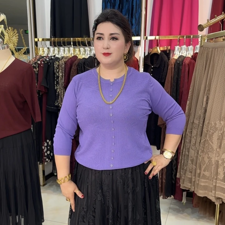 【上衣】夏季遮肚子休闲宽松七分袖衬衫