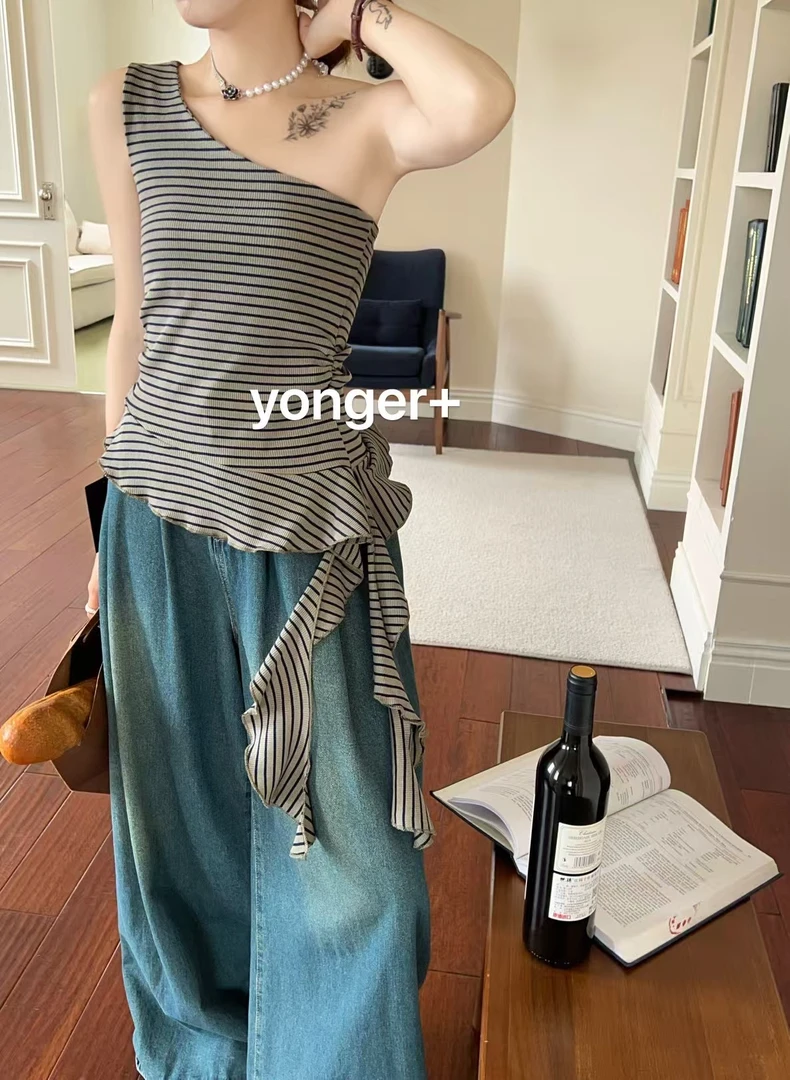 9355条纹背心夏季新款小众御姐