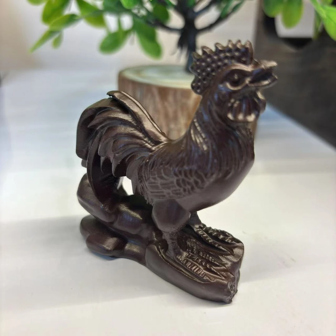 黑檀木雕鸡公鸡摆件实木雕刻招财十二生肖动物 尺寸：（cm）长6.5高8