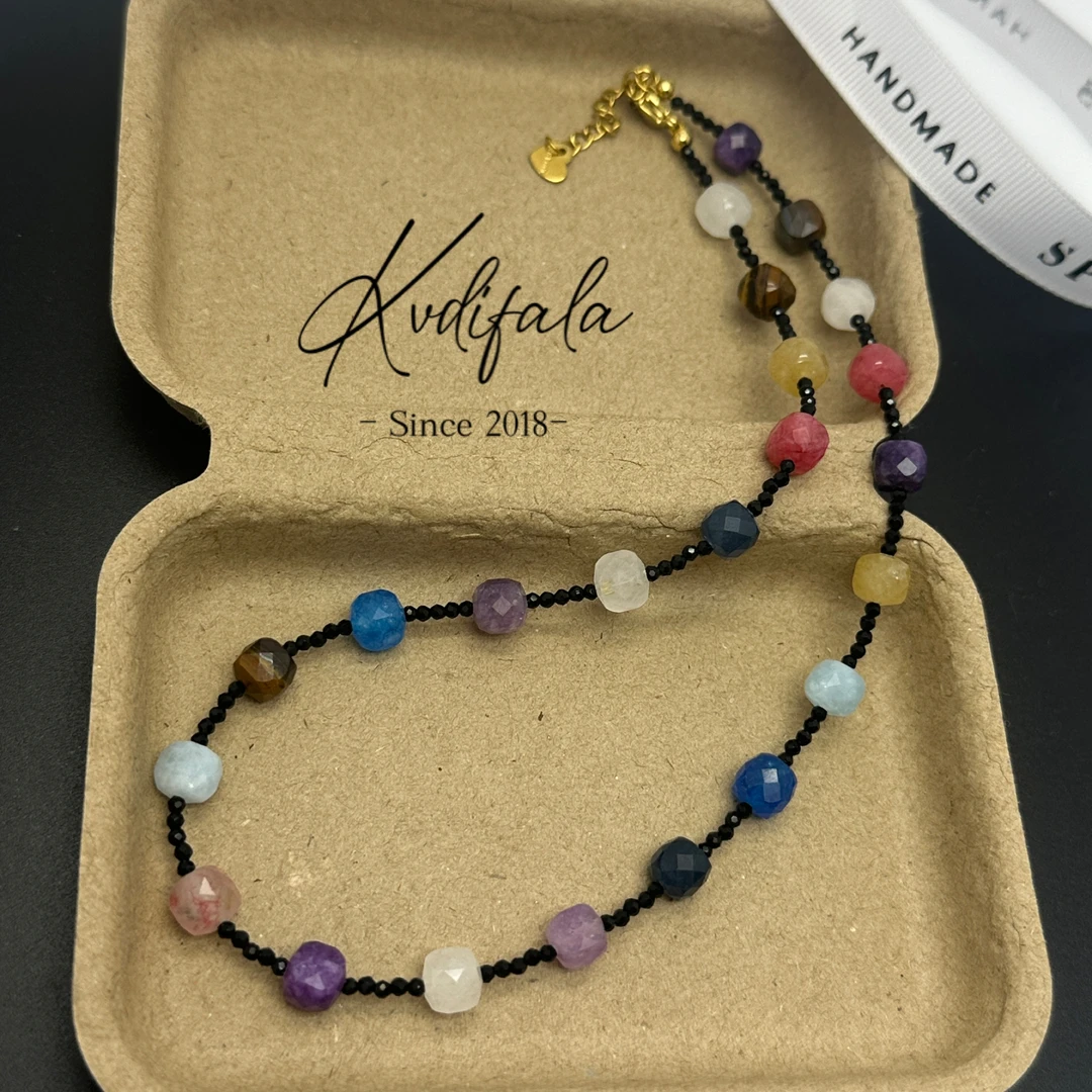 钛钢项链 2183（40+5cm）手工白色蓝色时尚百搭小众彩色紫色饰品