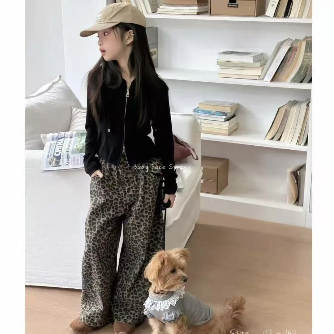 亲子装女童豹纹高级感迷彩秋季新款2025