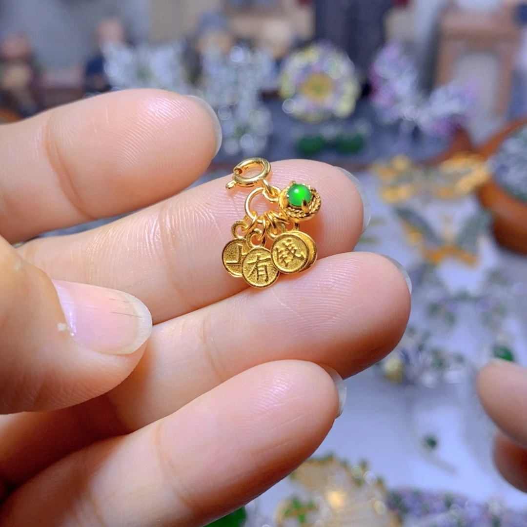 翡翠耳钉银S925镶嵌天然翡翠