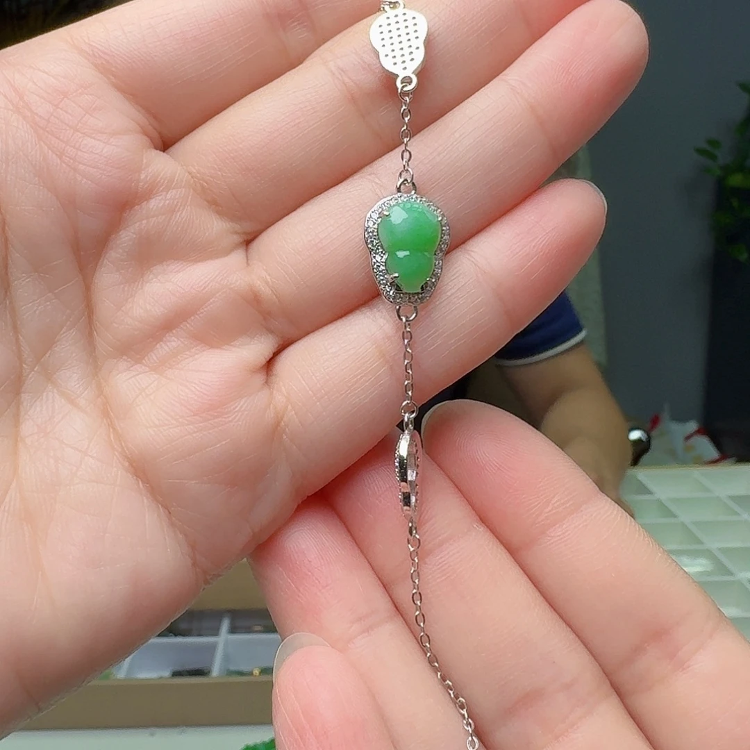 翡翠银S925镶嵌手链天然