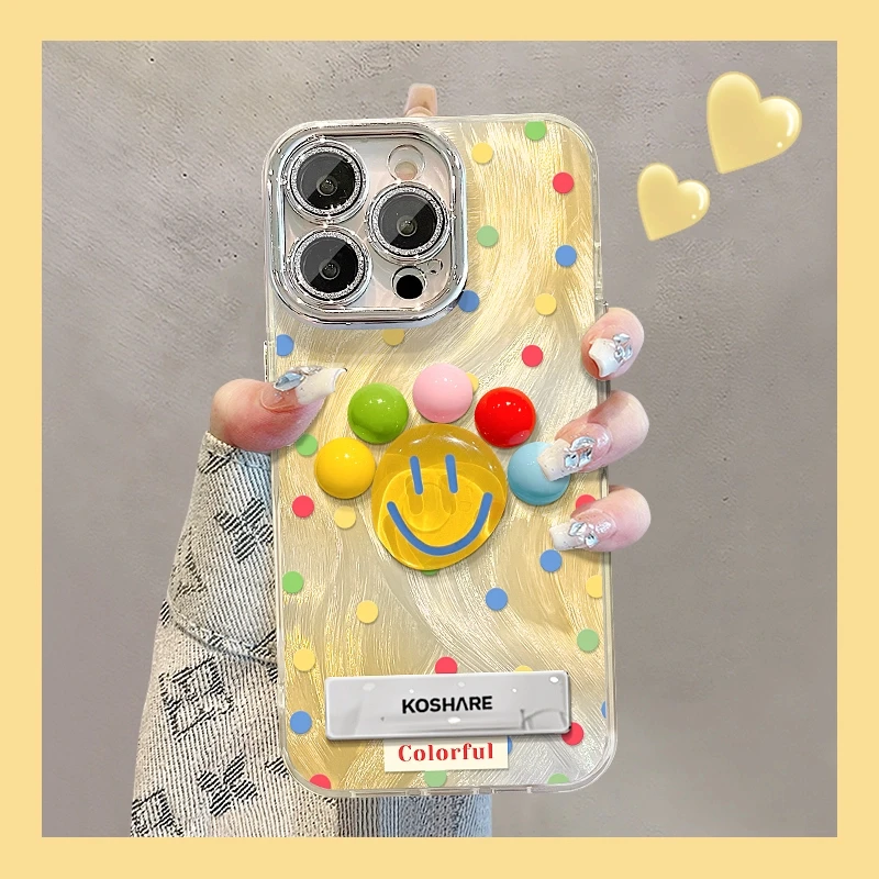 彩色波点适用苹果15华为vivo/oppo小米iPhone16精孔羽纱纹手机壳