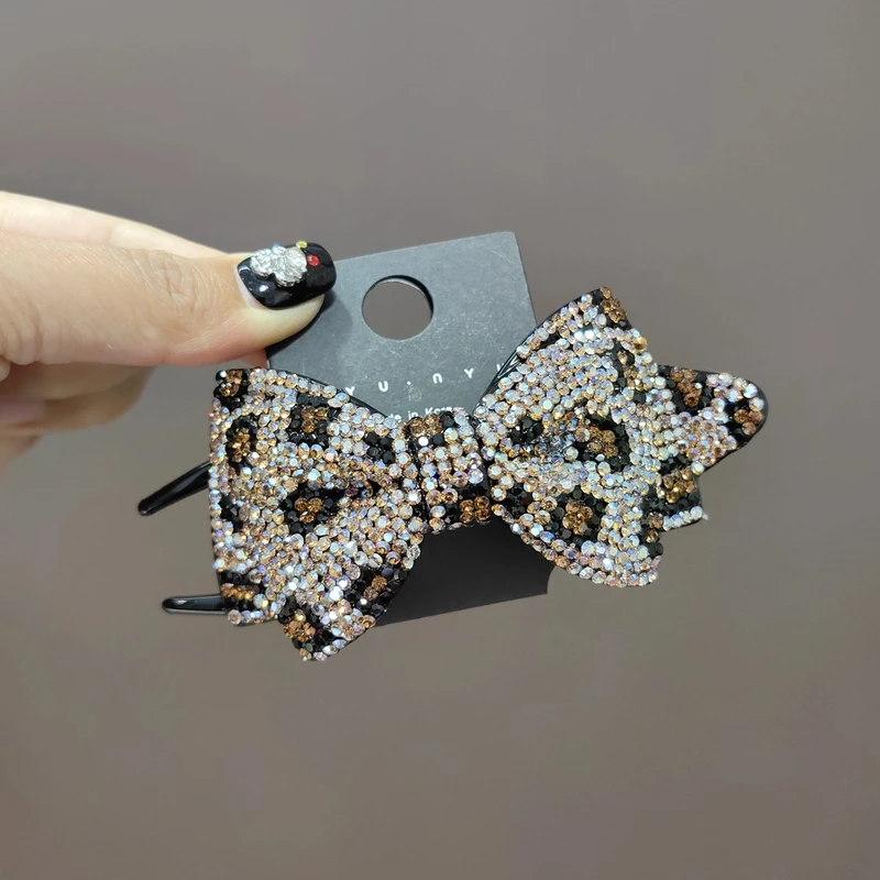 韩版施家水晶满钻密钻双层大蝴蝶结鸭夹2024新款闪亮轻奢盘发夹女