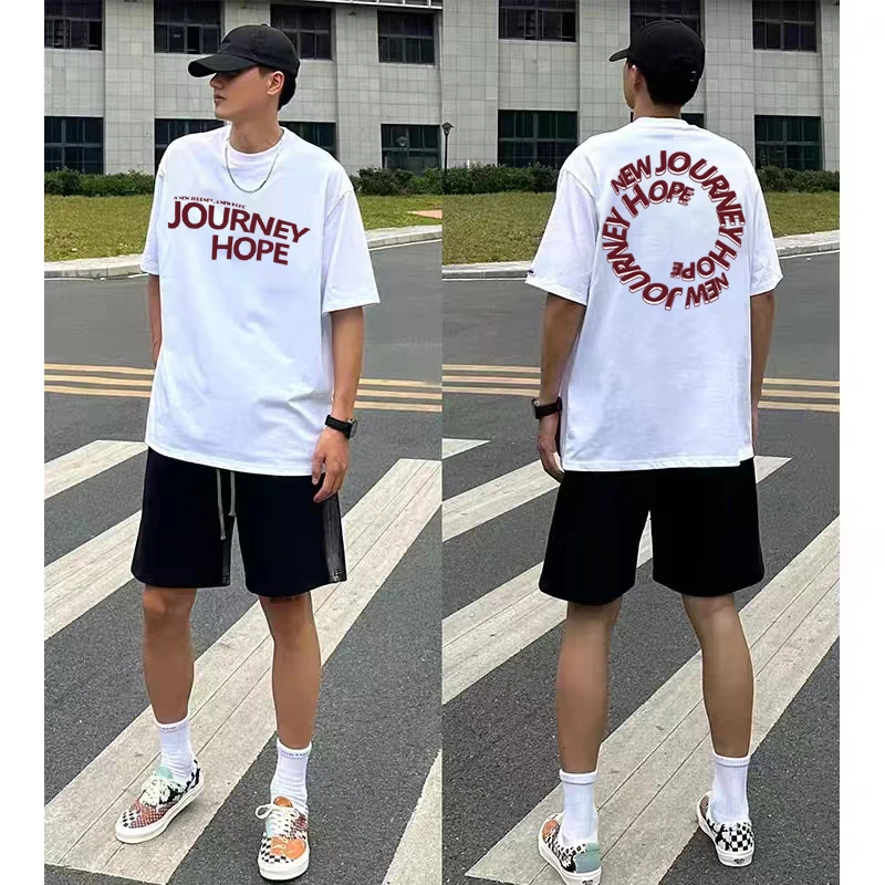 美式创意字母印花纯棉短袖T恤男女夏季新款休闲百搭ins圆领上衣潮