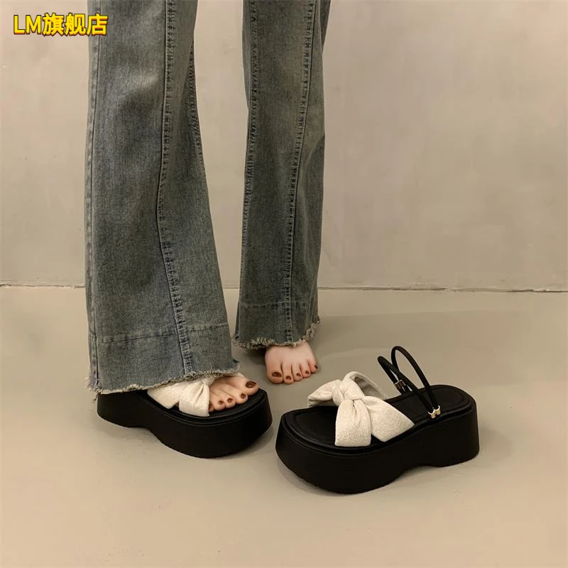 法式绝美厚底凉拖鞋女夏外穿2025年新款高级感增高小个子两穿凉拖