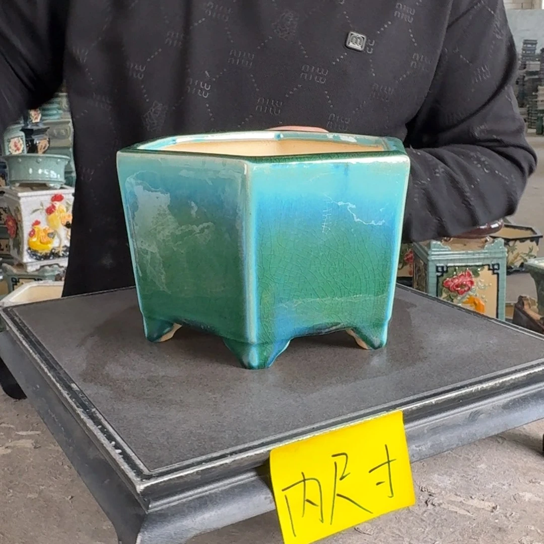 。一风堂石湾花盆 打磨痕迹 内15*10