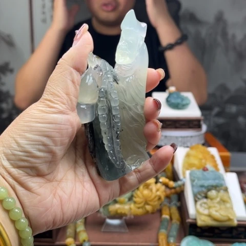 岫玉手把件未镶嵌用****大手把