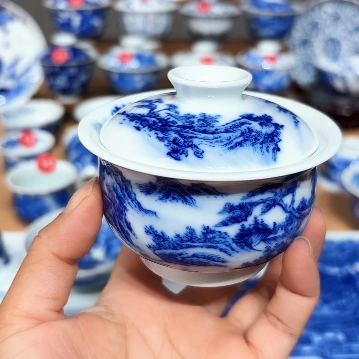 景德镇纯手工手绘柴窑盖碗