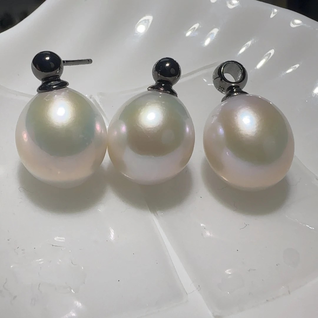 银S925镶嵌淡水珍珠耳饰