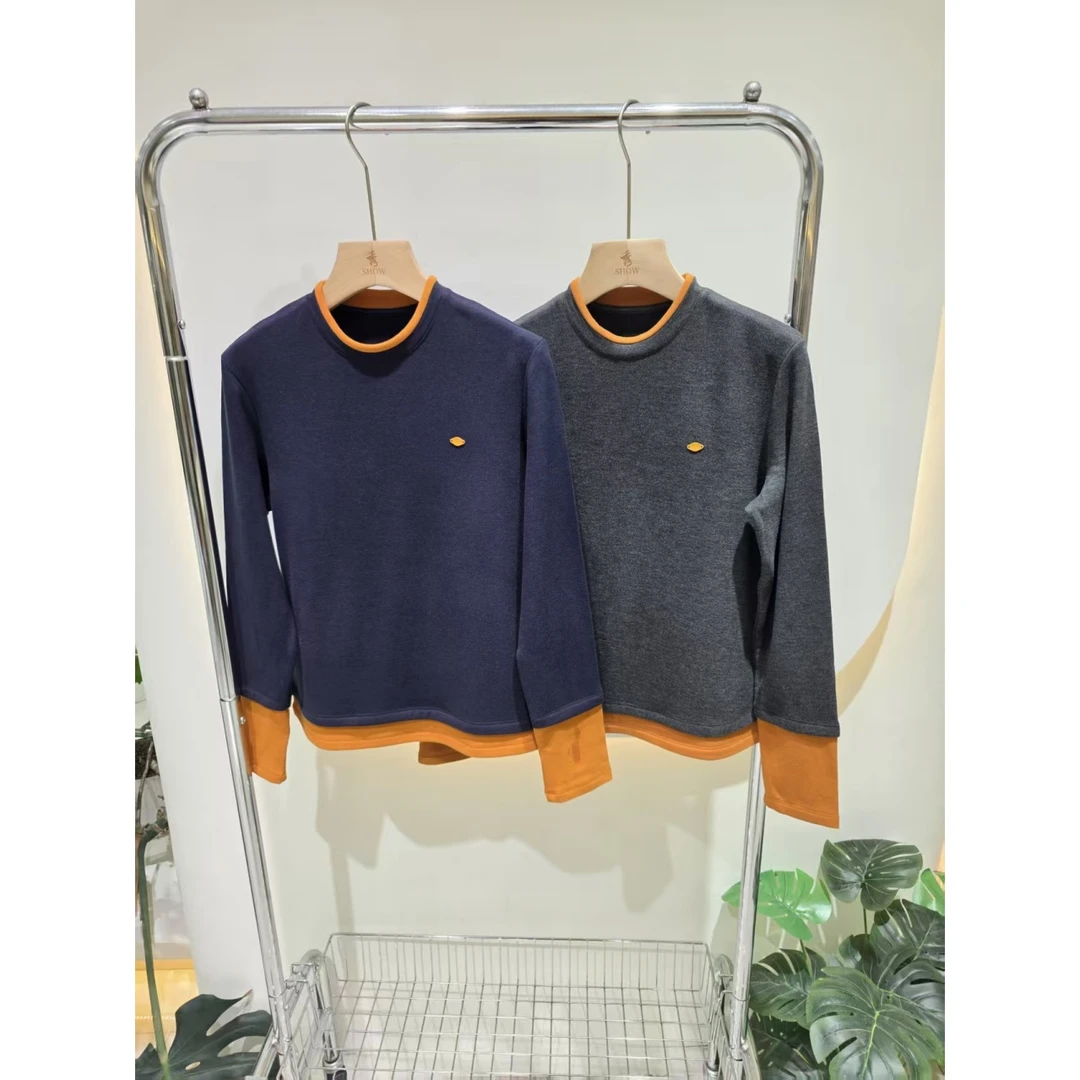 ⭐撞色拼接⭐不加绒假两件长袖上衣