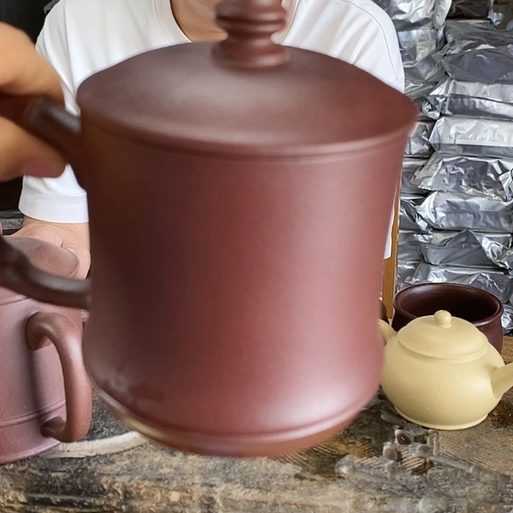 ！***安茶壶紫砂石红盖杯带检测
