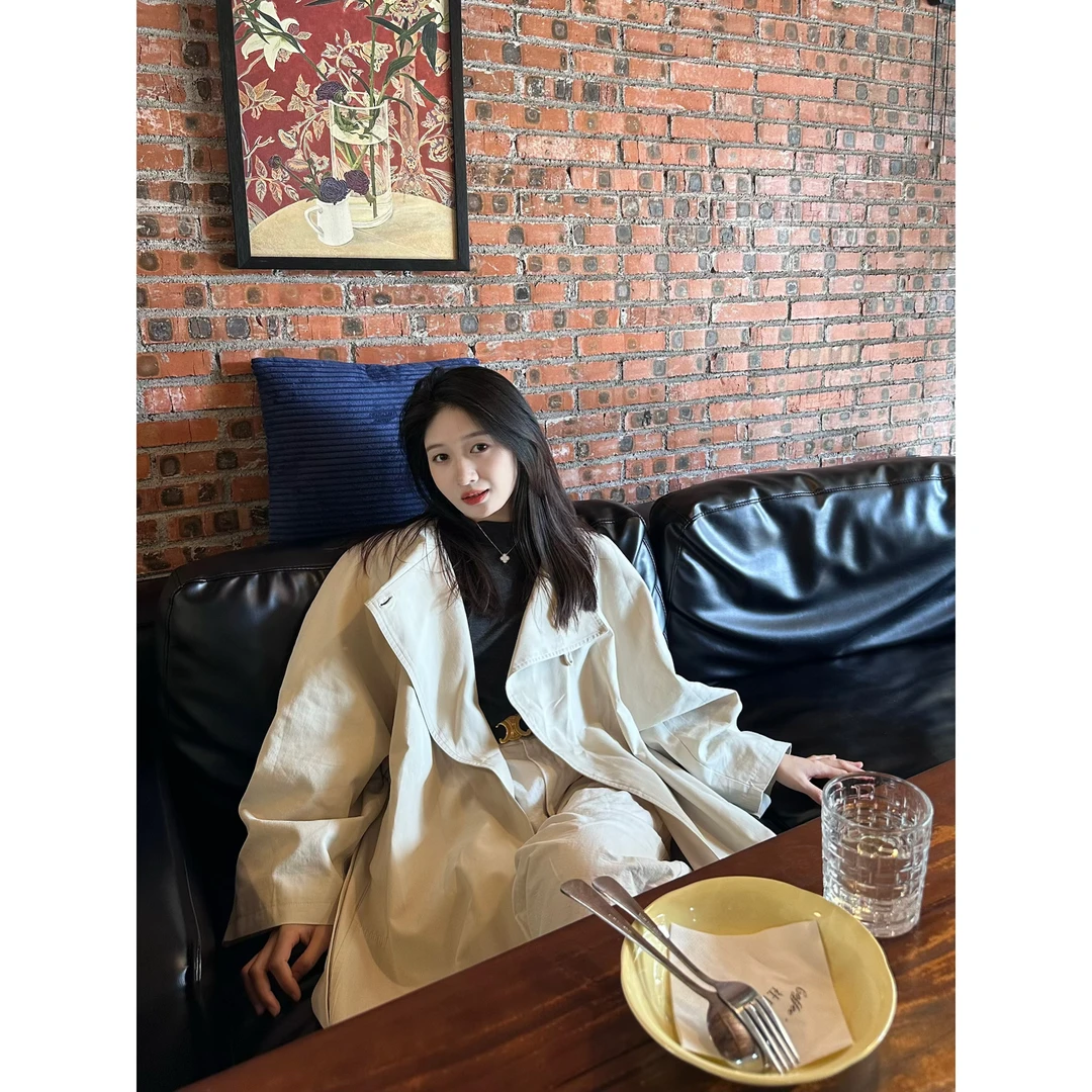 08.15 高级感气质大牌立领挺括一粒扣长款风衣外套G24814长款风衣