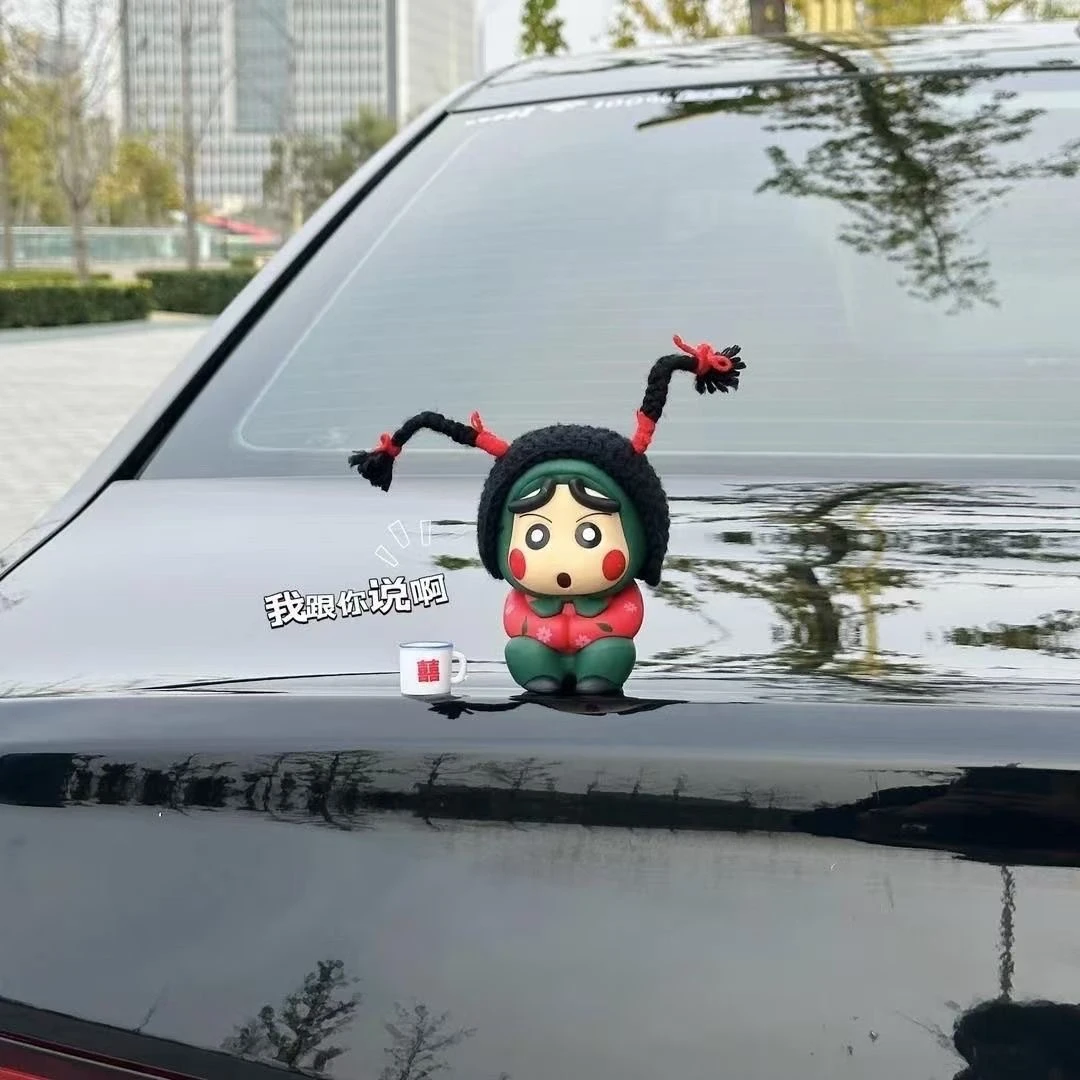 蜡笔小新车载摆件村花cos翠花东北花袄小新汽车内外手办装饰用品