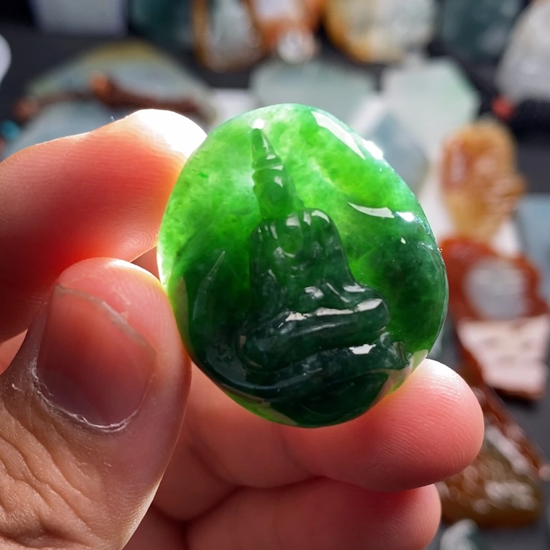 定制翡翠未镶嵌绿翡翠无相观音