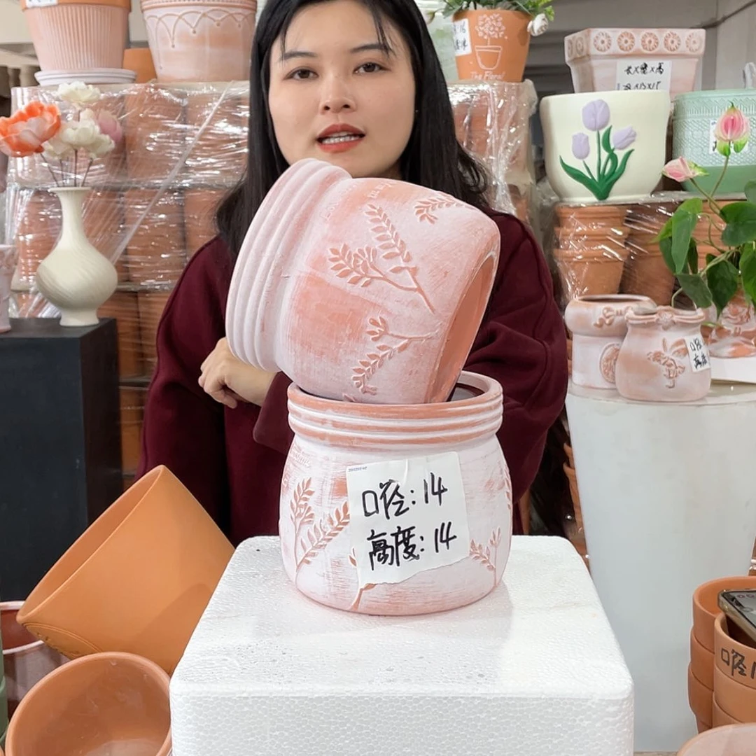 【闪购商品】红陶复古树叶糖罐14-14两个