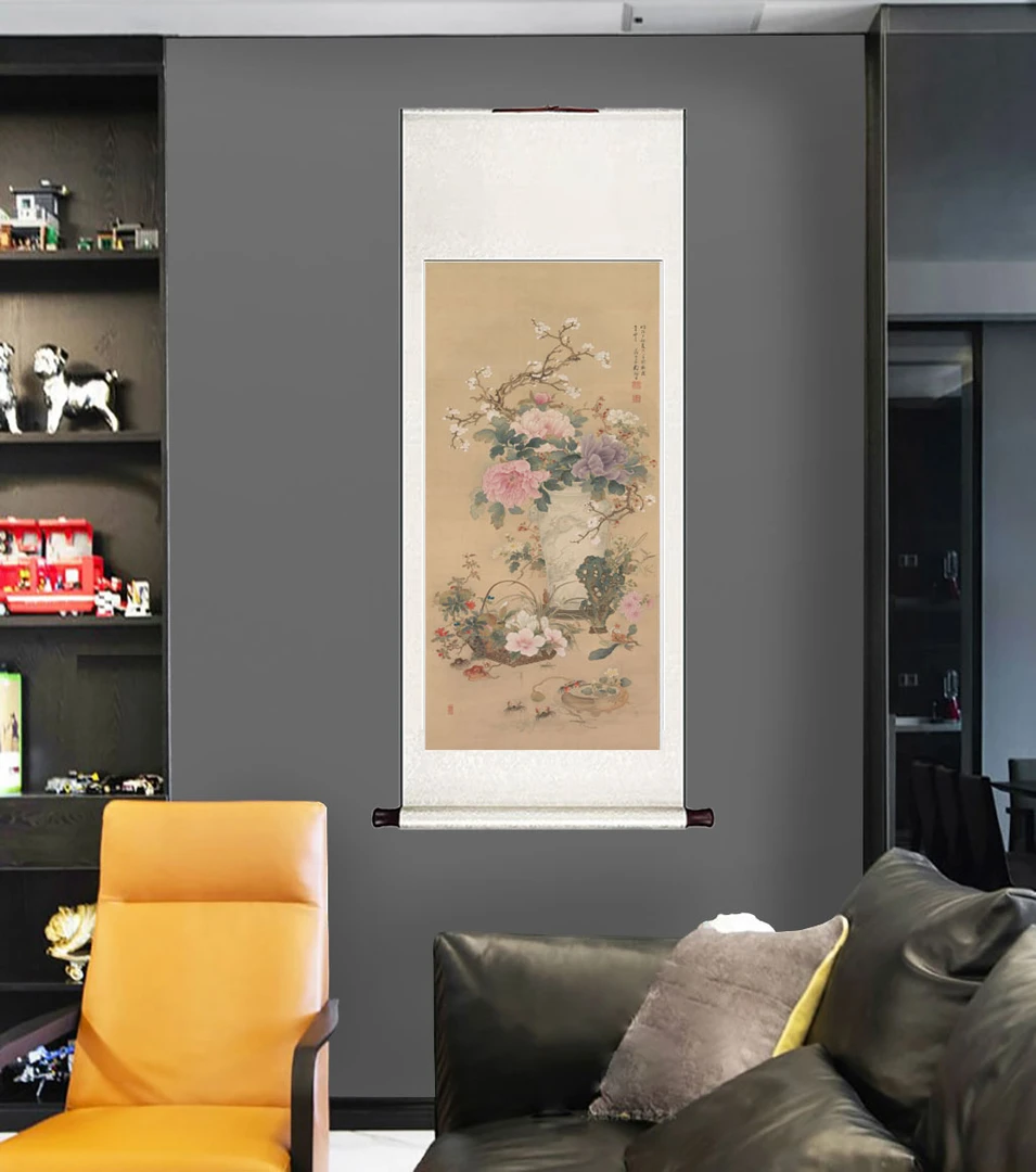 《十全十美》装饰画仿古名画真迹复制品古代中式卷轴花卉画