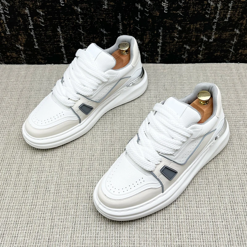 法莎尼亚男士板鞋夏季轻便透气休闲厚底韩版内增高百搭运动小白鞋