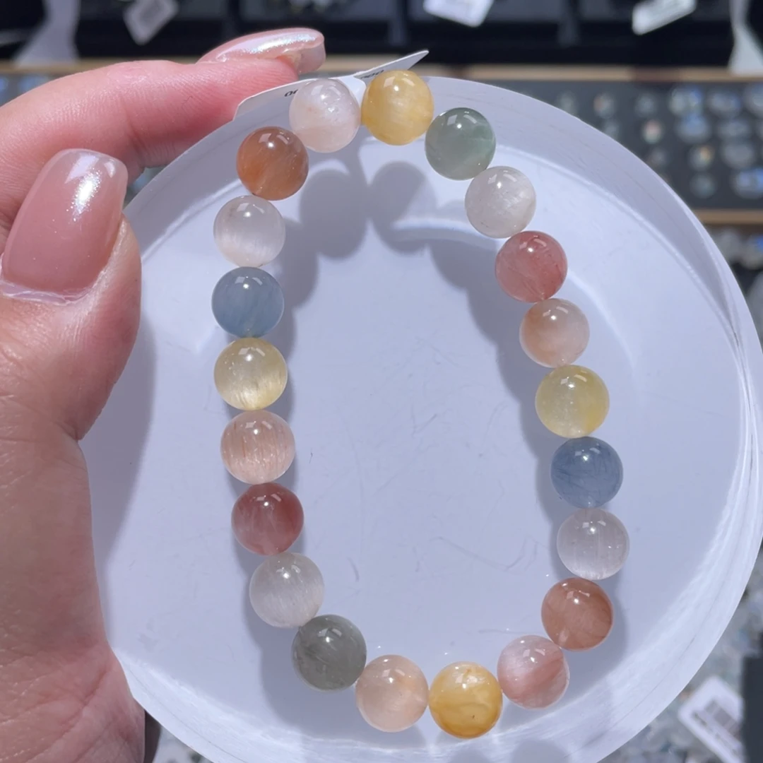 未镶嵌手链水晶彩兔毛手链9.2mm