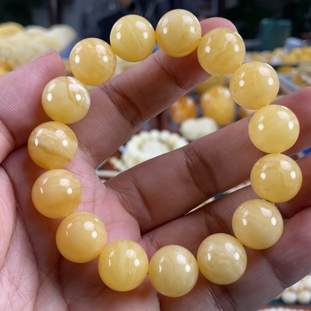 琥珀未镶嵌珠宝奇石14+虎皮纹手串23.73