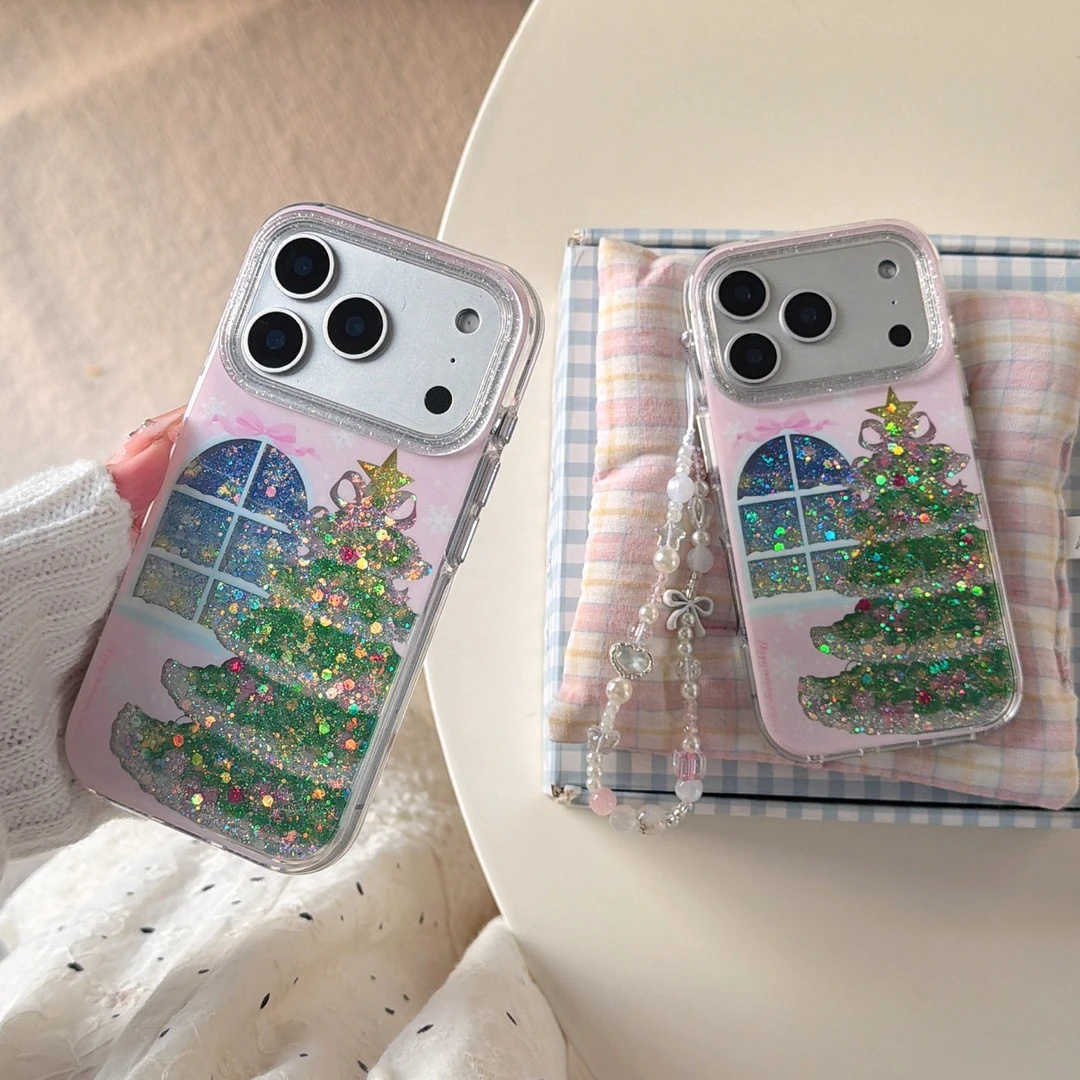 圣诞树窗台小清新ins风创意苹果14/15/16/17promax防摔女款手机壳