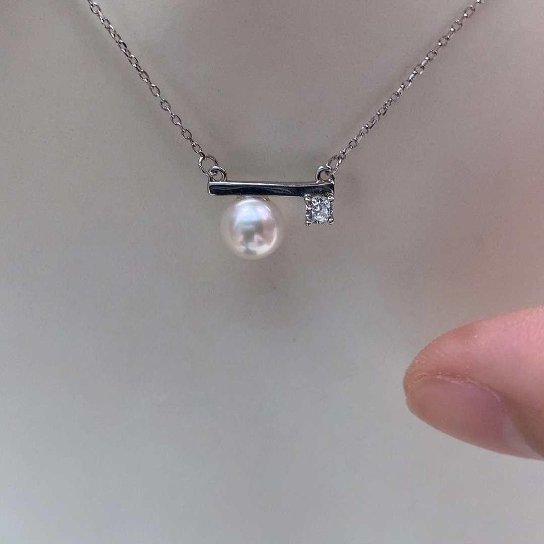 海水珍珠银S925镶嵌吊坠(赠链)7-7.5mm ak