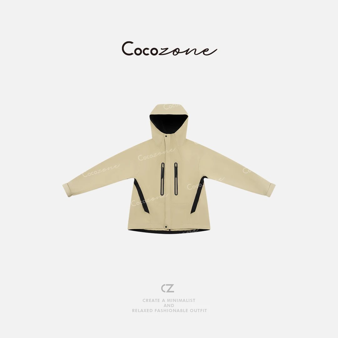 COCO ZONE 刘一一“沙丘”春季户外运动风撞色显瘦连帽外套CD1A0063