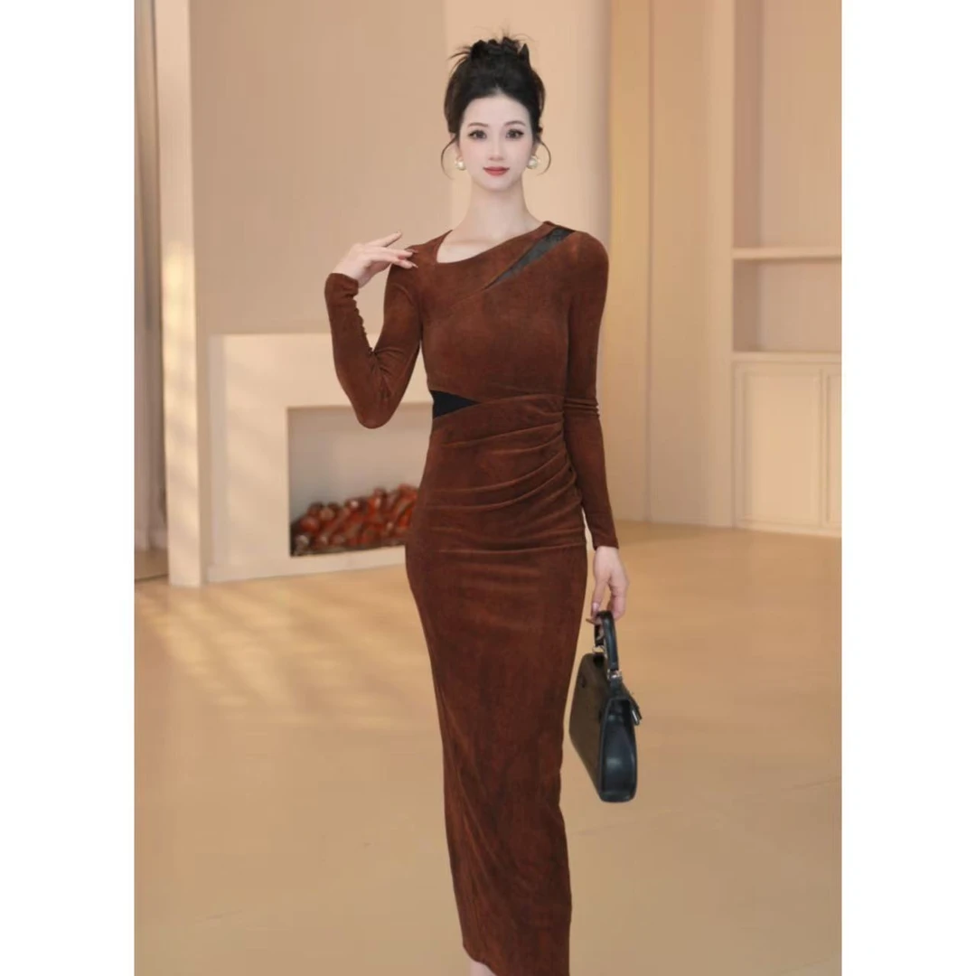 沐子的轻奢私藏【Mu/zi31367】复古法式气质优雅显瘦收腰包臀连衣裙