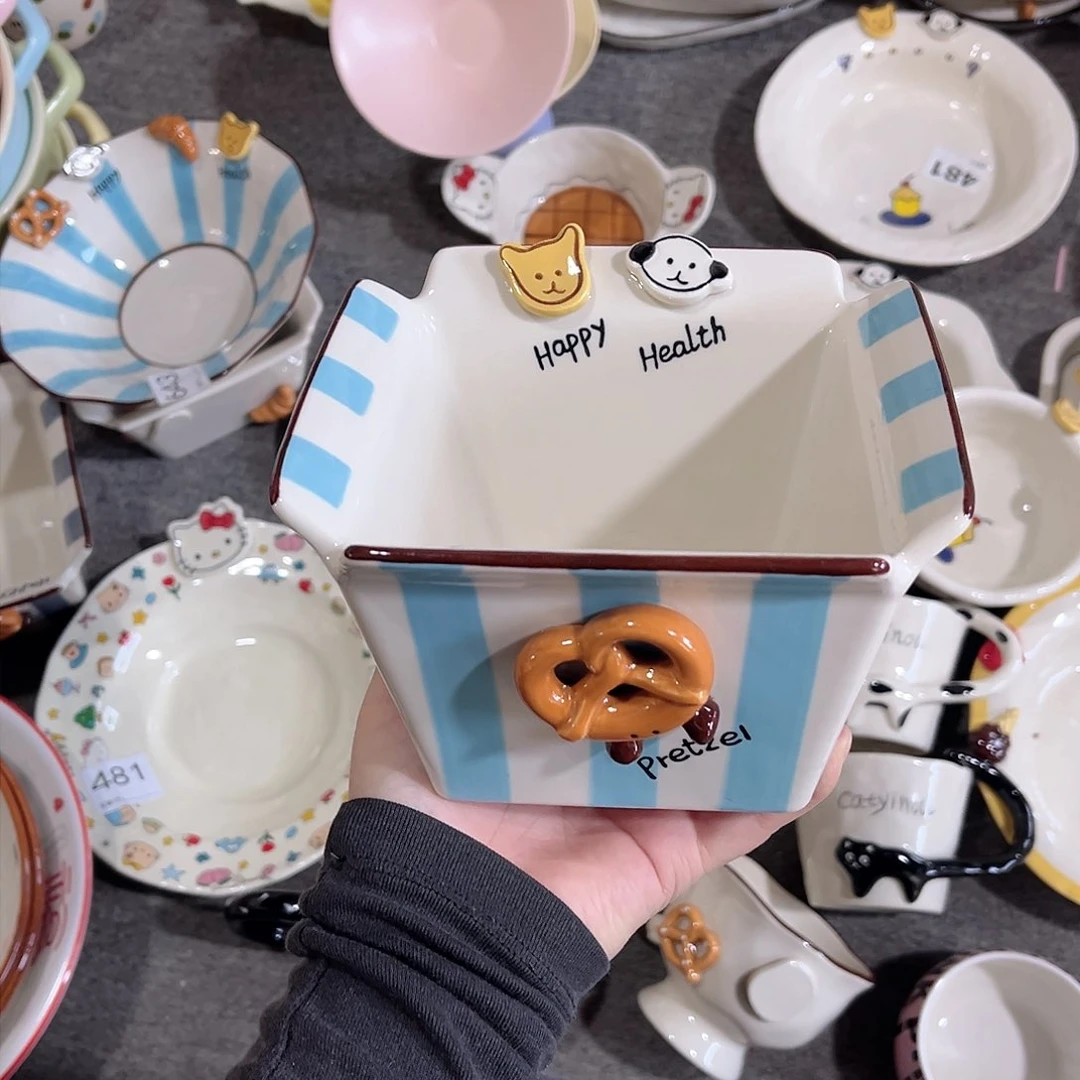 蓝色大号薯条桶陶瓷餐具系列