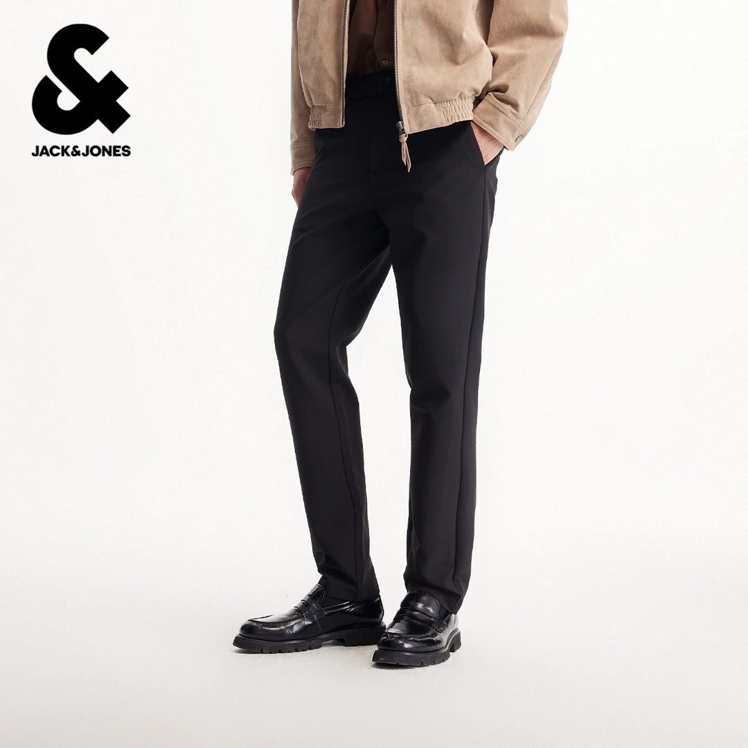 杰克琼斯男装春季休闲裤潮流百搭字母刺绣加绒内里舒适休闲长裤子