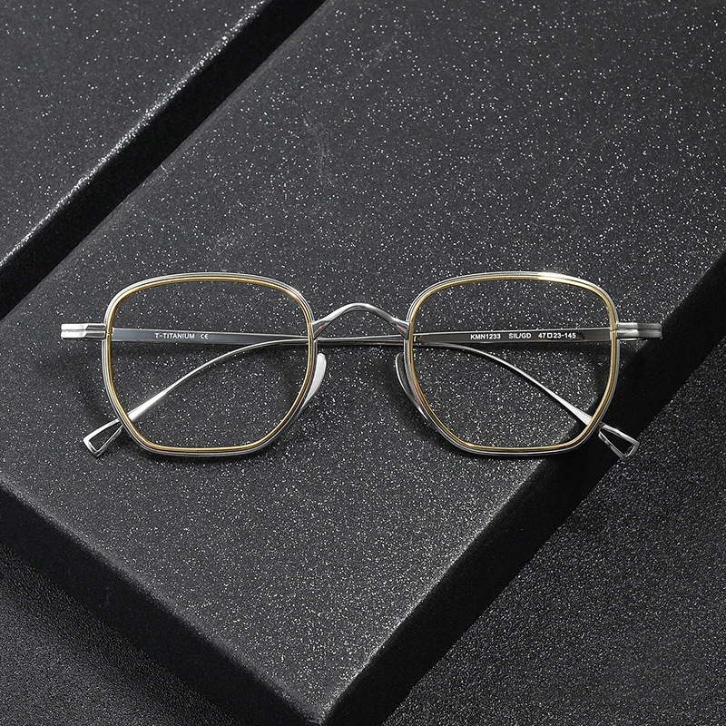 复古简约风设计师款KMN1233眼镜超轻潮流时尚KMN1234平光方防蓝光