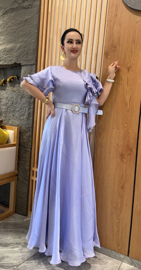 ZIBA连衣裙大摆裙高腰系带七分袖套头裙子宴会轻奢法式PL57249L